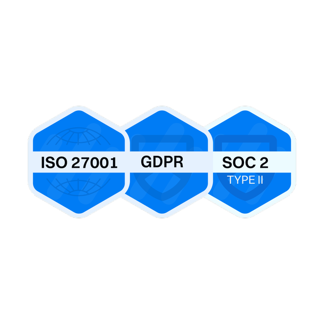Security certifications: ISO 27001, GDPR, SOC 2 Type II